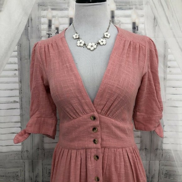 Free People Love Of My Life Pink Button Dress XS - Picture 3 of 9